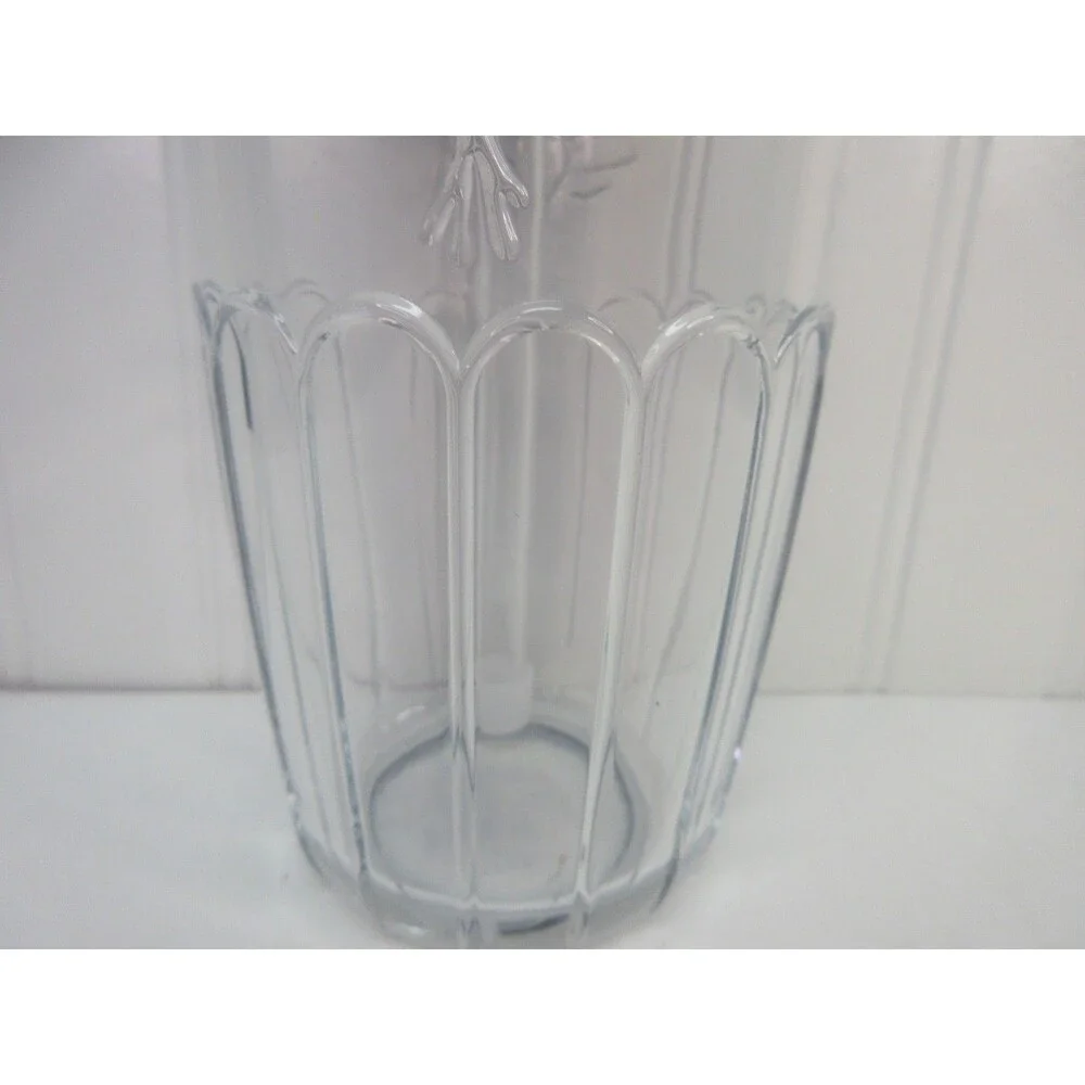 Pioneer Woman Thistle Clear Glass Tumbler Wood Lid 21 oz Floral